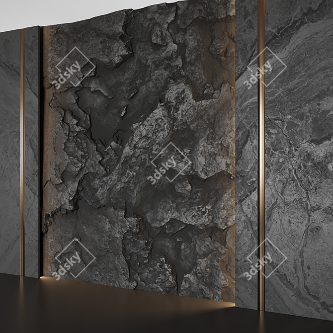 Black Rock Wall Panel 3D model image 2