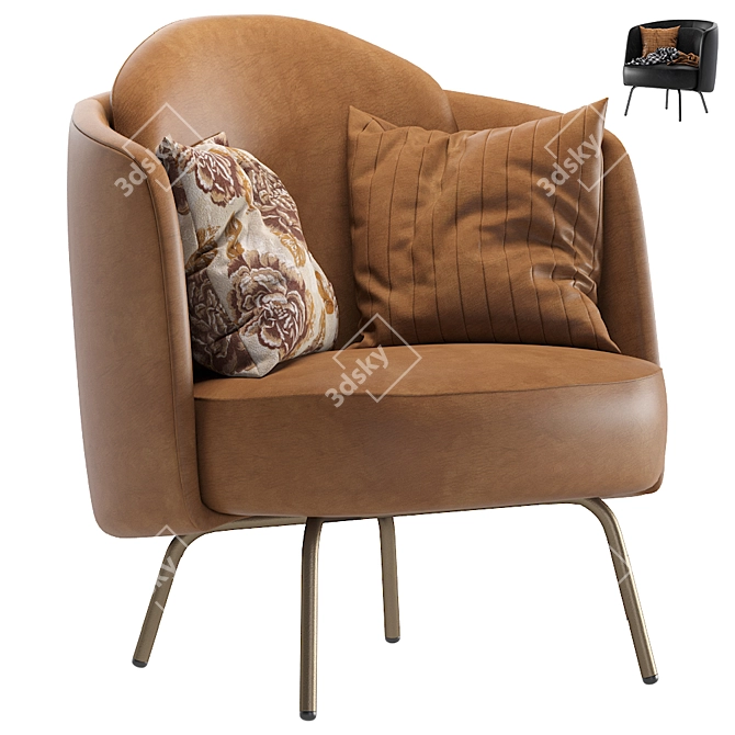 Luxury Italian Leather Armchair - Ditre italia LUCIA 3D model image 1