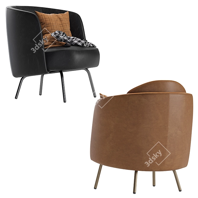 Luxury Italian Leather Armchair - Ditre italia LUCIA 3D model image 3