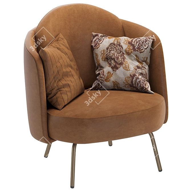 Luxury Italian Leather Armchair - Ditre italia LUCIA 3D model image 4