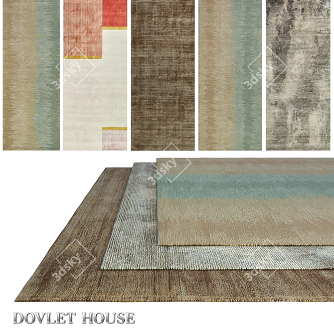 DOVLET HOUSE Carpets: 5-Piece Collection (Part 586) 3D model image 1