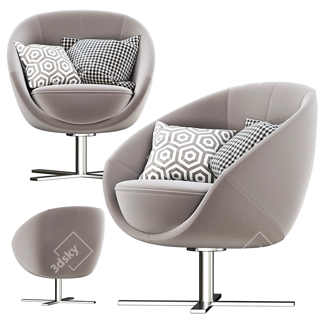 Elegant Boule Armchair 3D model image 2