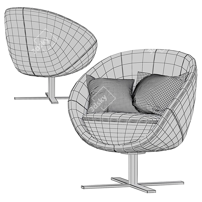 Elegant Boule Armchair 3D model image 5