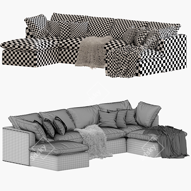 Modern Grey Sofa 09 3D model image 2