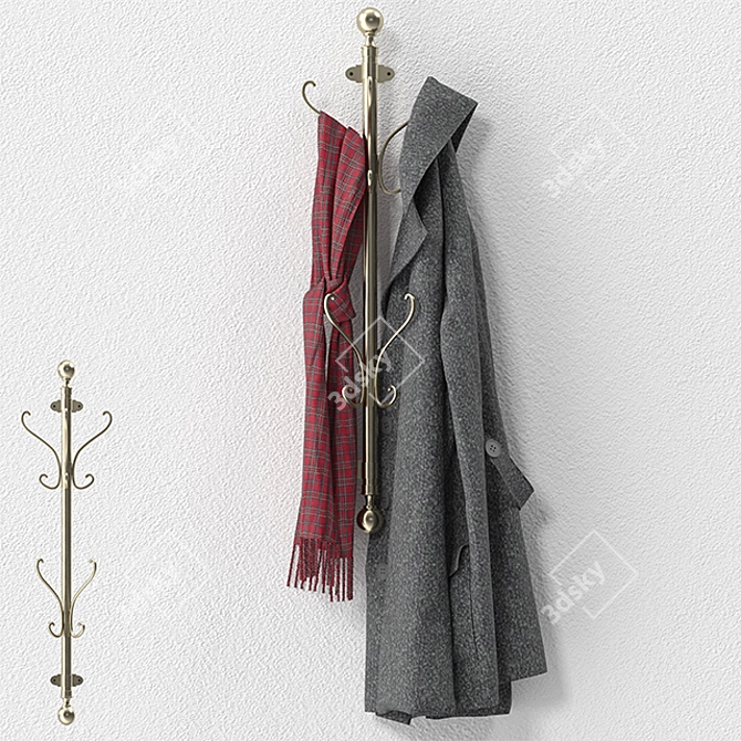 Stylish Wall Mounted Coat Rack 3D model image 1