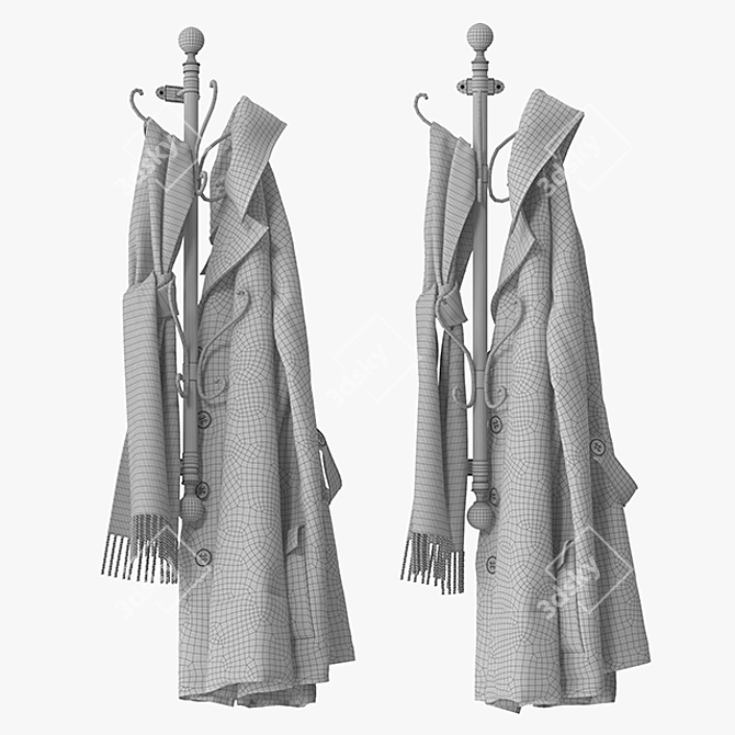 Stylish Wall Mounted Coat Rack 3D model image 5