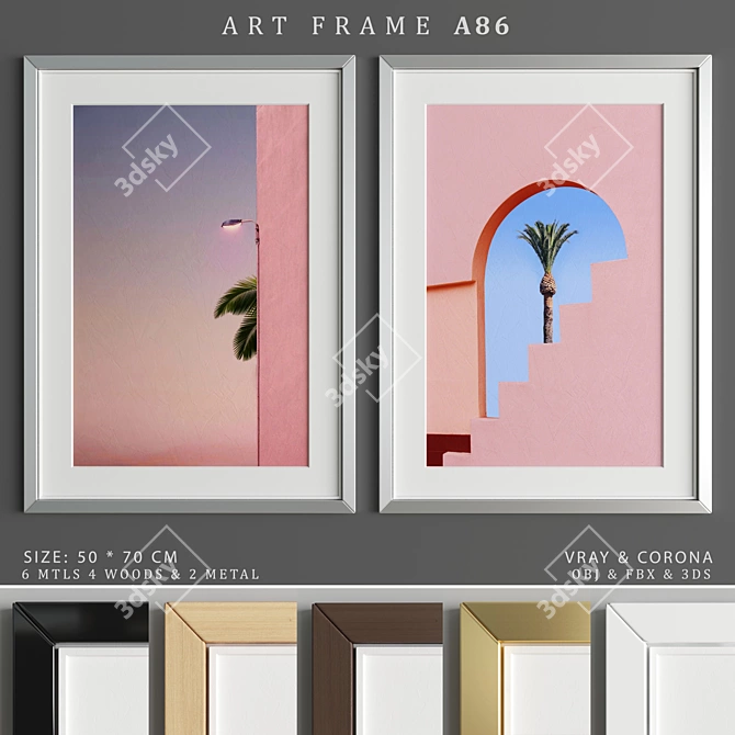 Elegant Art Frame A86: 2 Frames, 50x70cm 3D model image 1