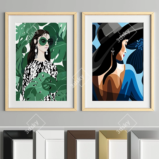 Elegant Art Frame A88: 50x70cm, 2 Wood & 1 Metal Option 3D model image 3