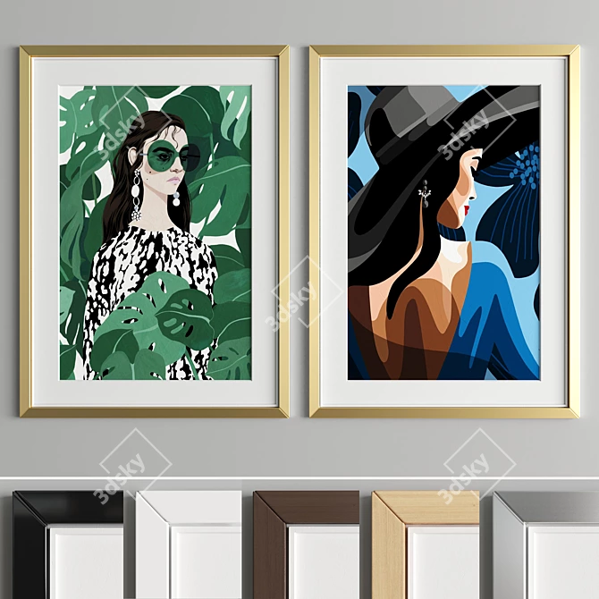 Elegant Art Frame A88: 50x70cm, 2 Wood & 1 Metal Option 3D model image 4