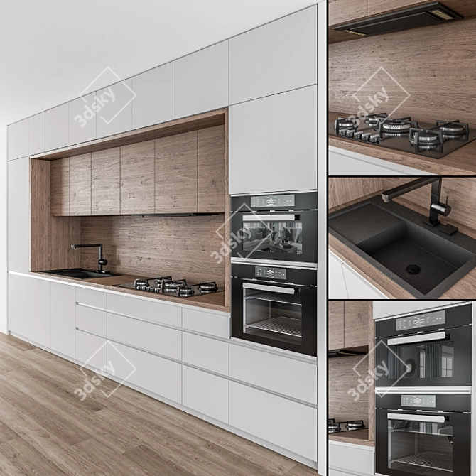 Modern Gray Wood 42 - Kitchen 3D model image 1