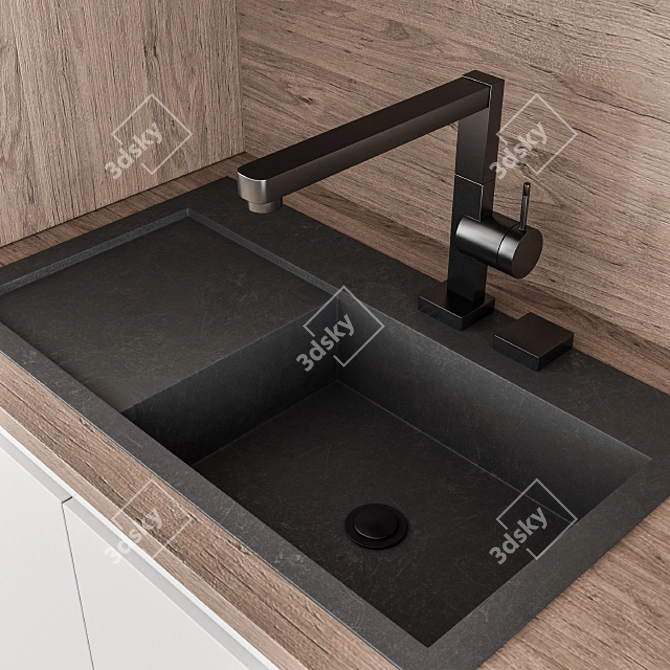 Modern Gray Wood 42 - Kitchen 3D model image 4