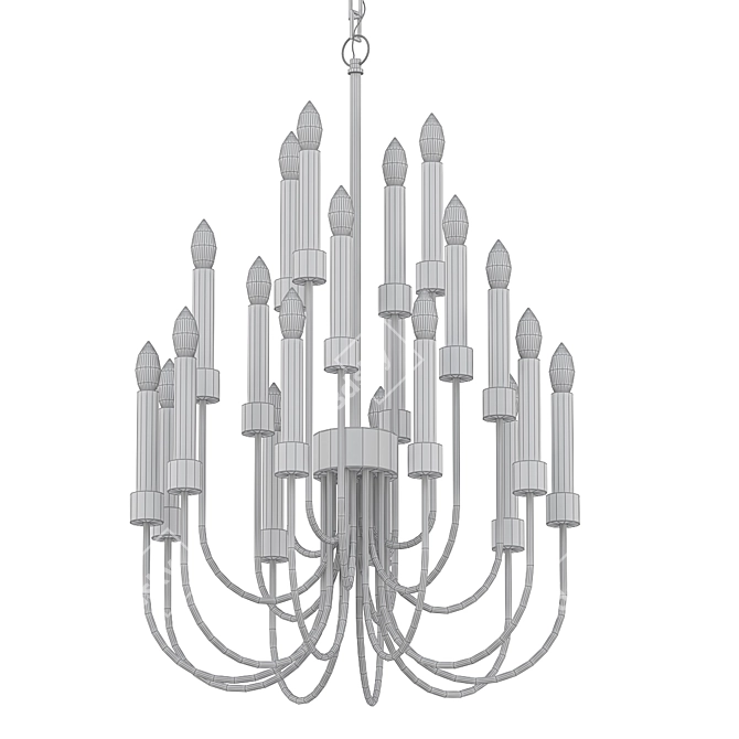 Classic Chrome Metal Chandelier 3D model image 2