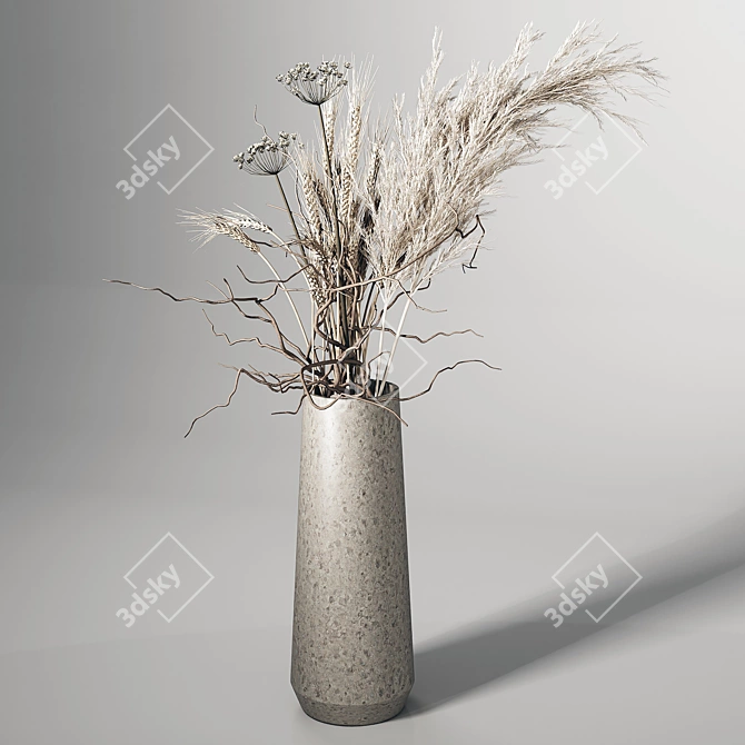 Exquisite Dried Plant Vase 3D model image 1