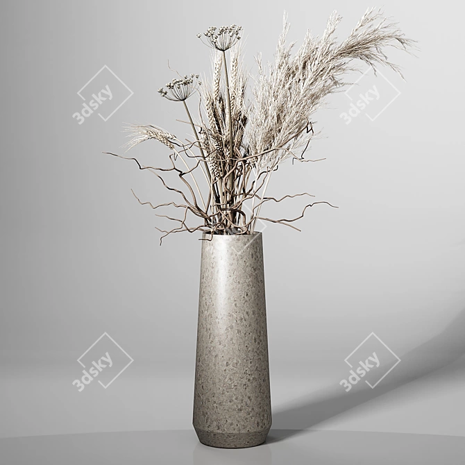 Exquisite Dried Plant Vase 3D model image 3