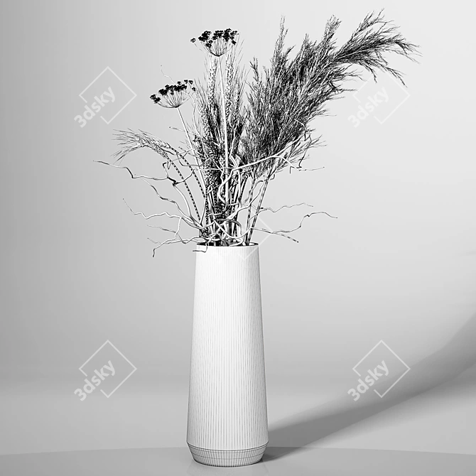 Exquisite Dried Plant Vase 3D model image 4