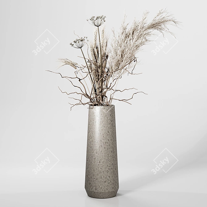 Exquisite Dried Plant Vase 3D model image 6