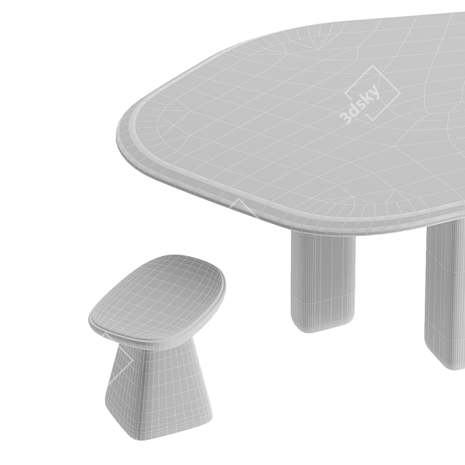 Rustic Elegance: ROUGH Dining Table 3D model image 3