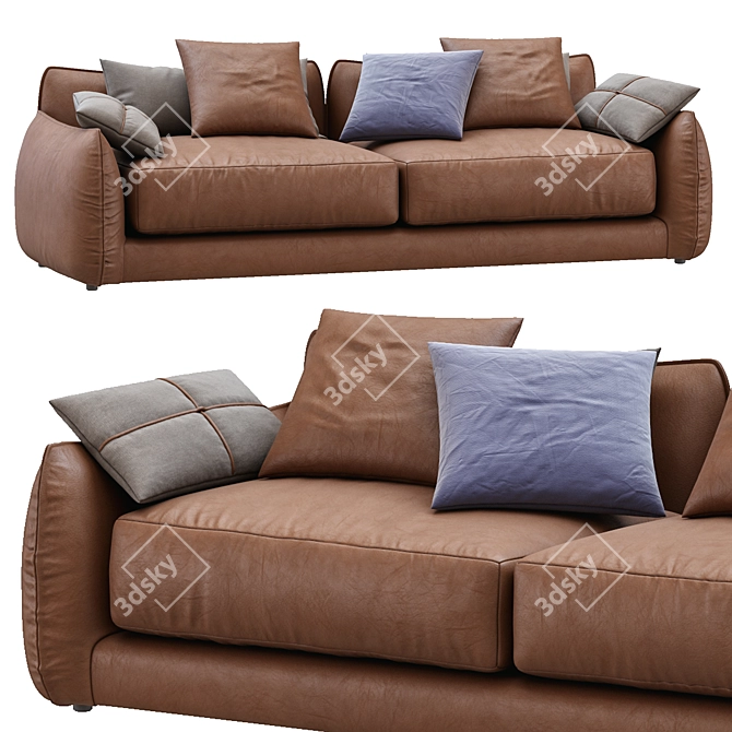 Luxurious Leather Sofa: James By Montauksofa 3D model image 1