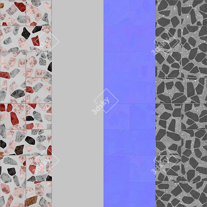 Terrazzo Cobblestone Texture: Ready-to-use PBR 3D model image 3