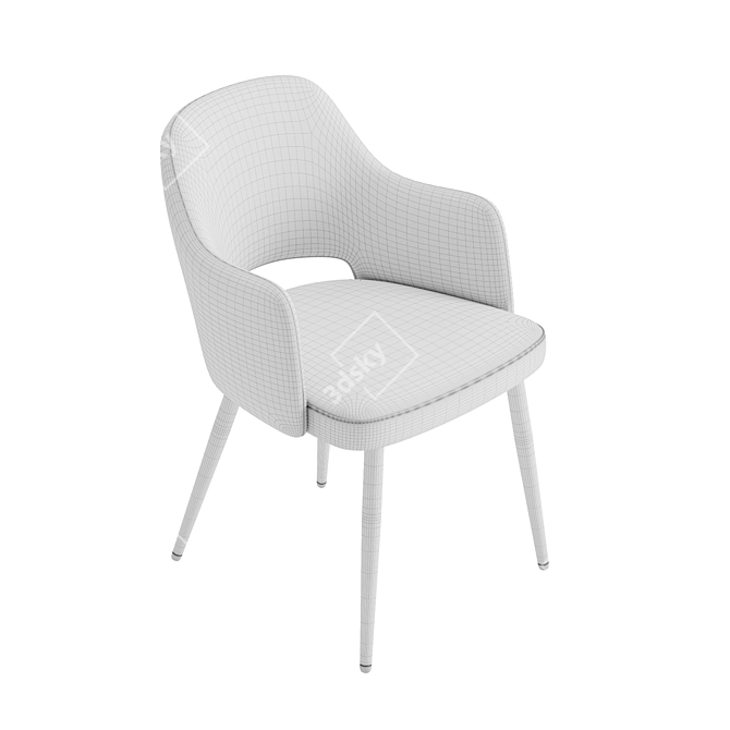 Elegant Velvet Armrest Chair 3D model image 2