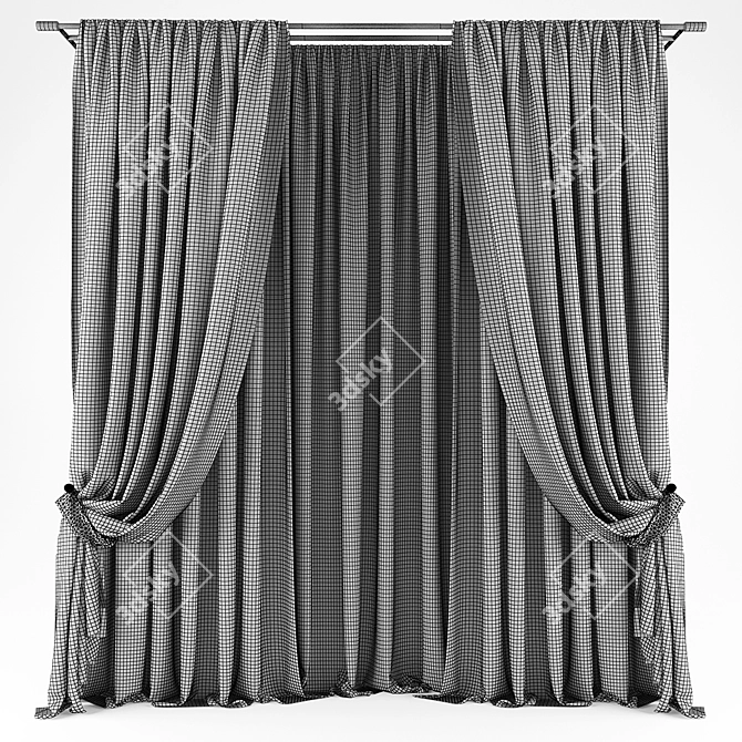 Stylish Polys Curtains 3D model image 2