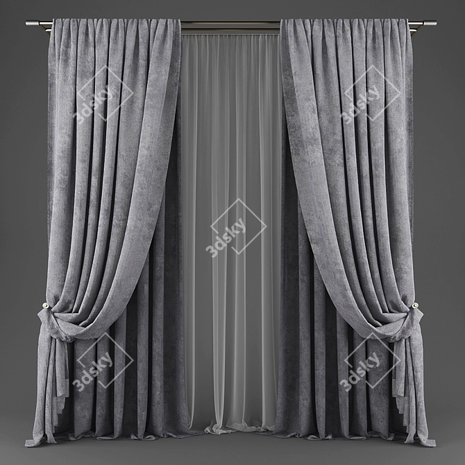 Stylish Polys Curtains 3D model image 3