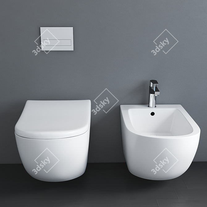 White Bidet and Toilet Set | 3DS Max 2015 Model 3D model image 3