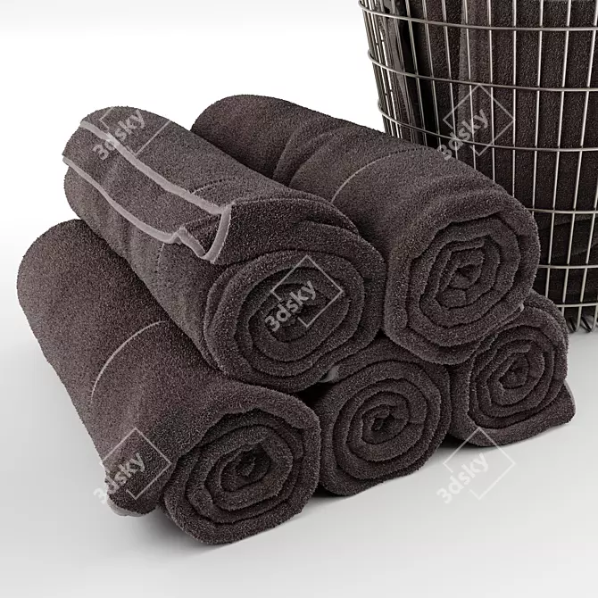 Luxury Towel Set in Stylish Basket 3D model image 2