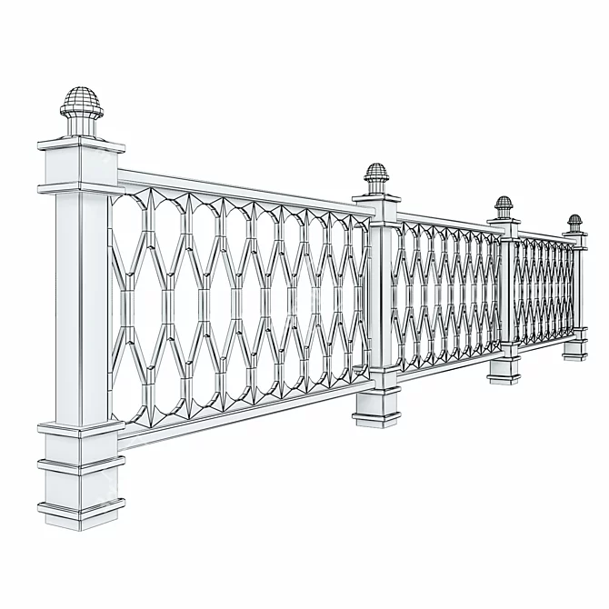 Elegant Wrought Iron Fence Set 3D model image 4