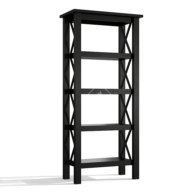 Sleek Black Pine Bookcase 3D model image 2