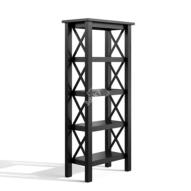 Sleek Black Pine Bookcase 3D model image 3