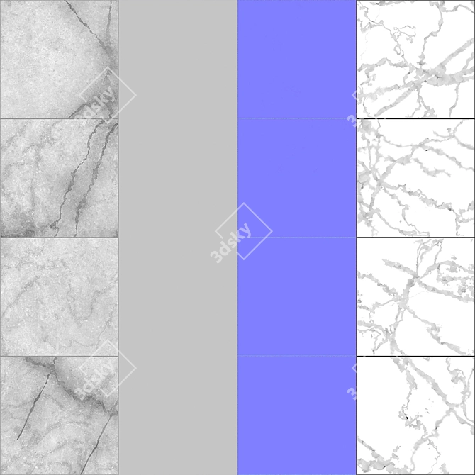 Whute Calcatta Grid Marble: Versatile PBR Texture 3D model image 3