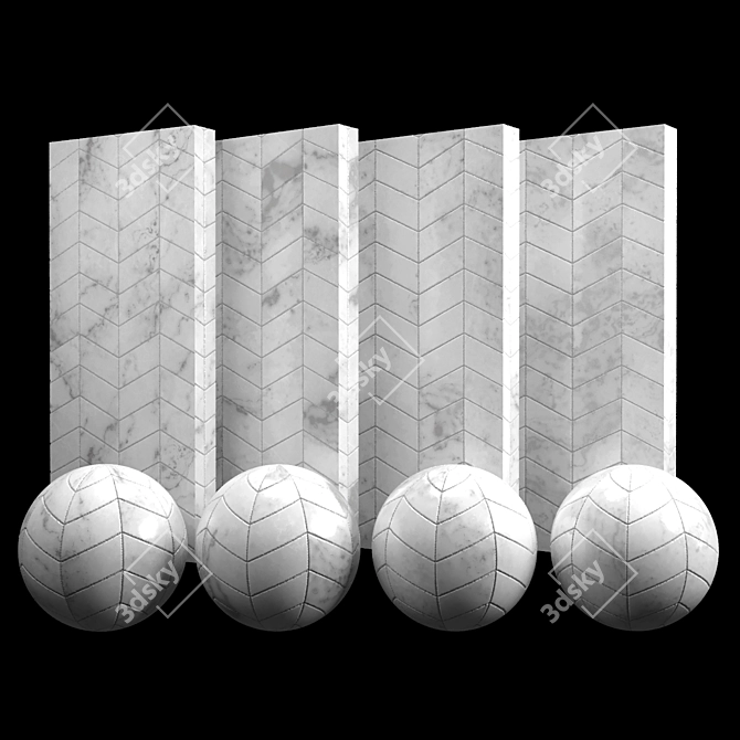 Elegant White Macael Marble Chevron 3D model image 1