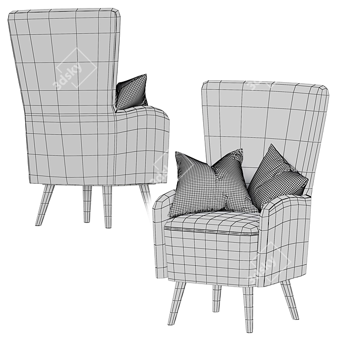Modern Aster Armchair: Stylish Comfort 3D model image 5