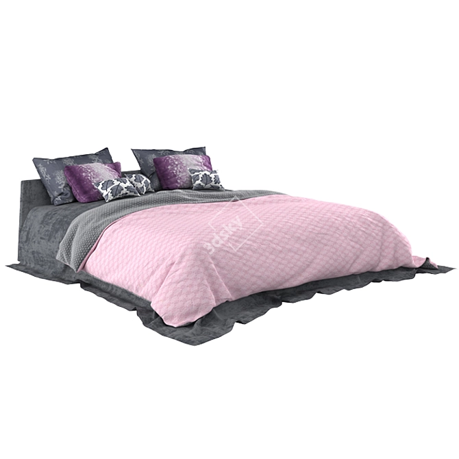 Premium Linen Bed Set 3D model image 2
