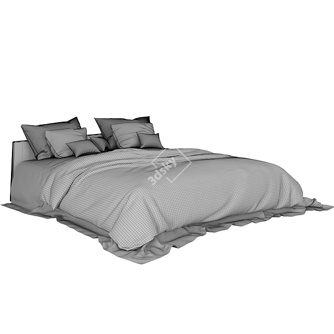 Premium Linen Bed Set 3D model image 5