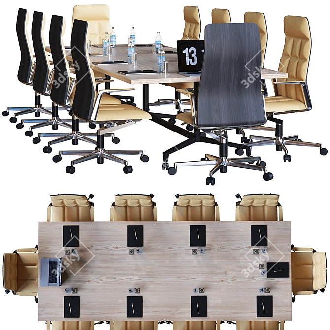 Sleek Modern Conference Table 3D model image 3