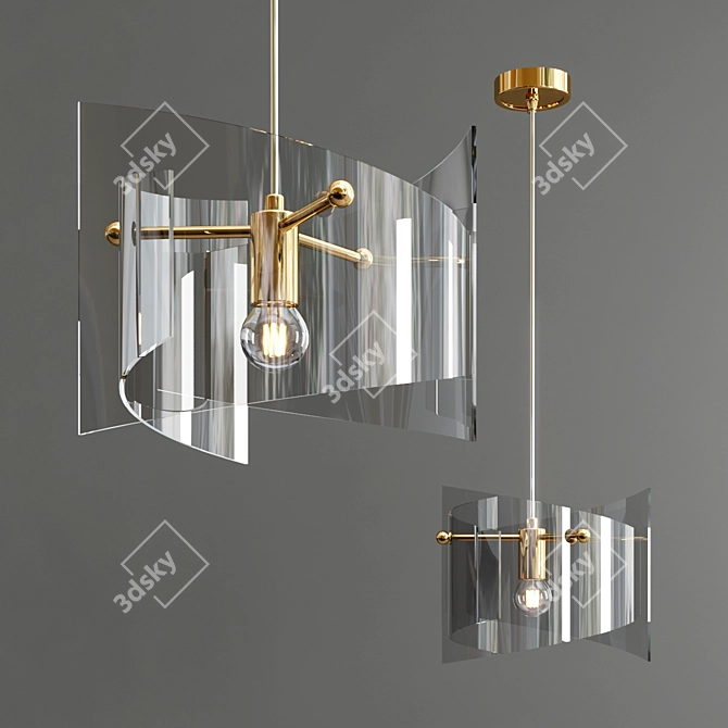 Elegant Brass Pendant Light 3D model image 1