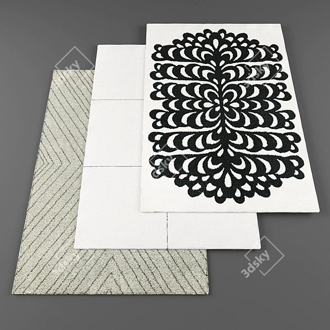Modern Rug Set: High-Resolution Textures (4 pcs) 3D model image 1