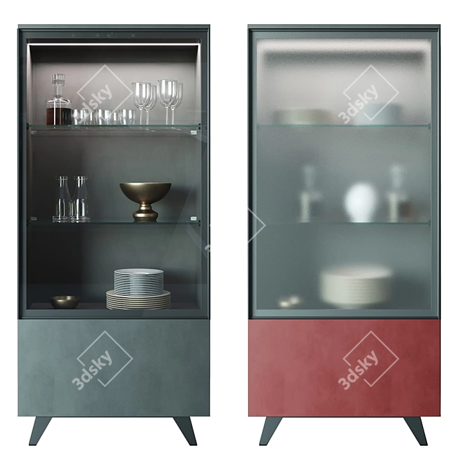 Elegant Metropolis Buffet: Two Cabinets, Stylish Design 3D model image 1