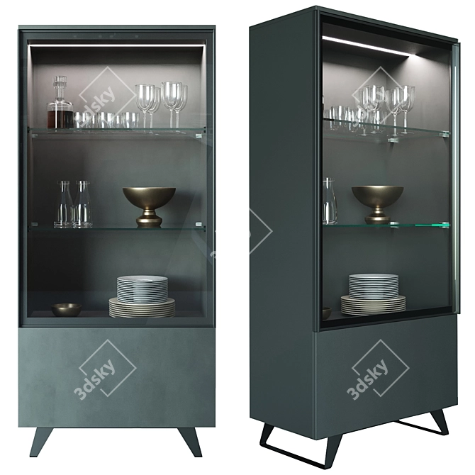 Elegant Metropolis Buffet: Two Cabinets, Stylish Design 3D model image 2