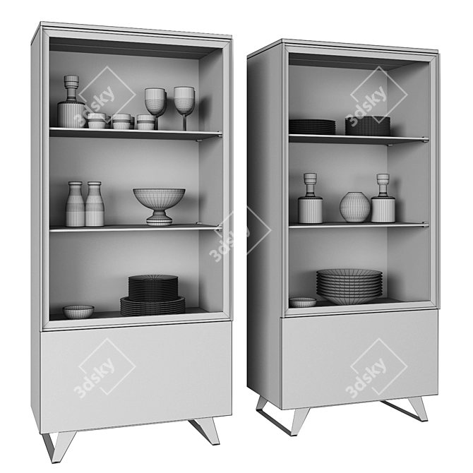 Elegant Metropolis Buffet: Two Cabinets, Stylish Design 3D model image 4