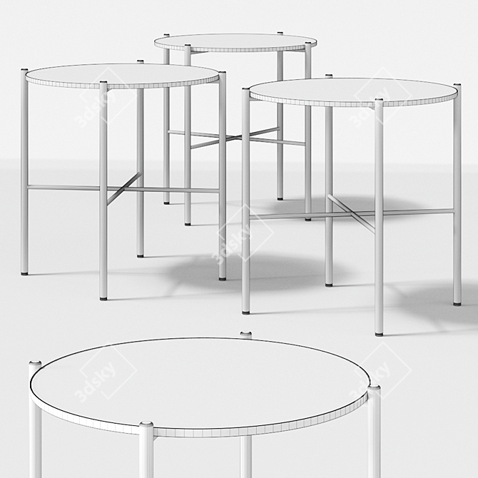 Scandinavian Steel & Glass Coffee Table 3D model image 2