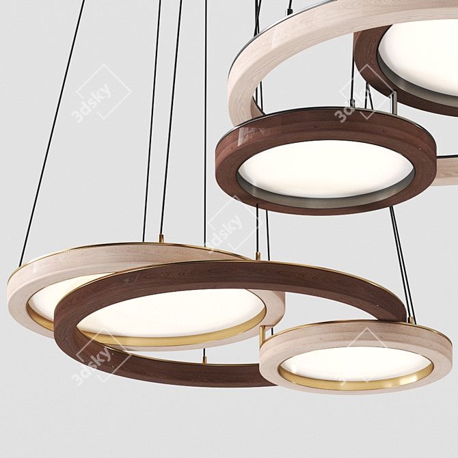 Rennes Solid Wood Pendant Lamp 3D model image 1