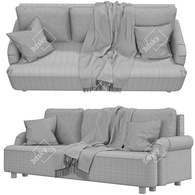 Versatile 3-Seater Sofa Bed 3D model image 2