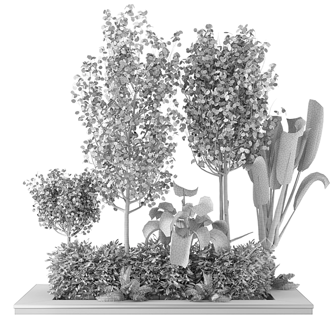 Outdoor Garden Set with Bushes and Trees 3D model image 5