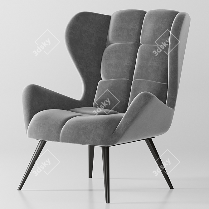 Elegant Gray Armchair: Halmar Tyrion 3D model image 2