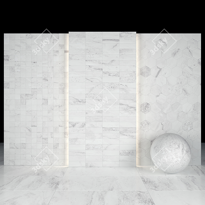 Kolomb Light Marble Tiles: Luxurious Glossiness 3D model image 3