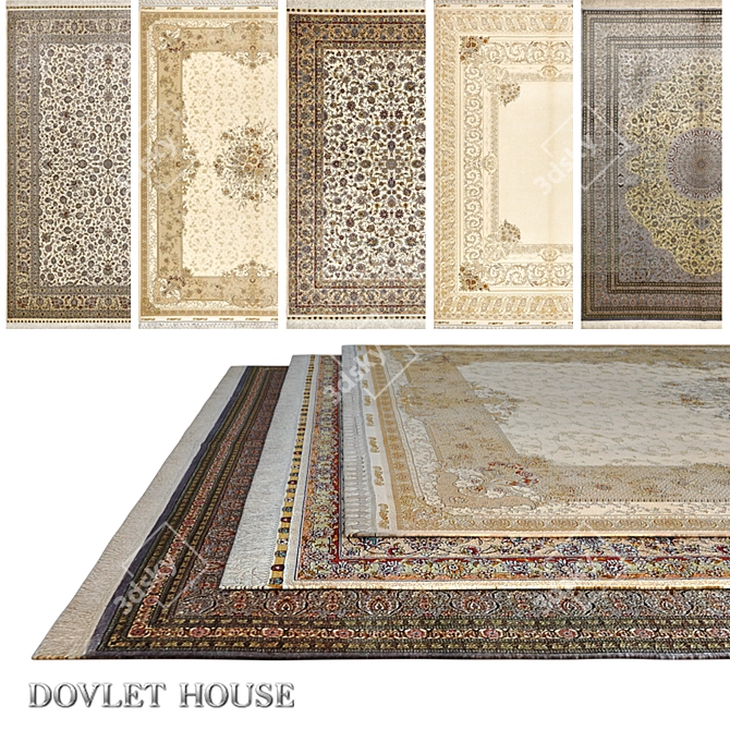 DOVLET HOUSE 5-Piece Silk Carpets (Part 601) 3D model image 1