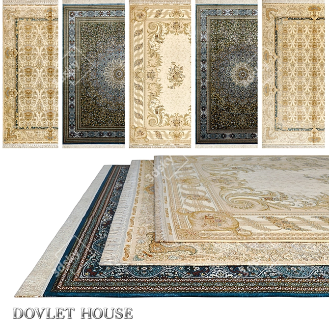 Luxury Silk Carpets Set (602) 3D model image 1